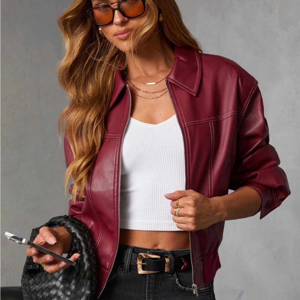 Vici Muted Maroon leather Bonner jacket